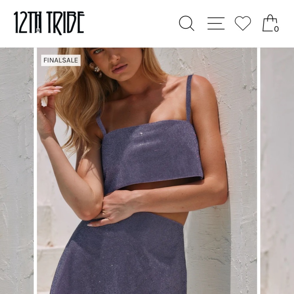 12th Tribe Shira Lavender Rhinestone Crop Top Size Small